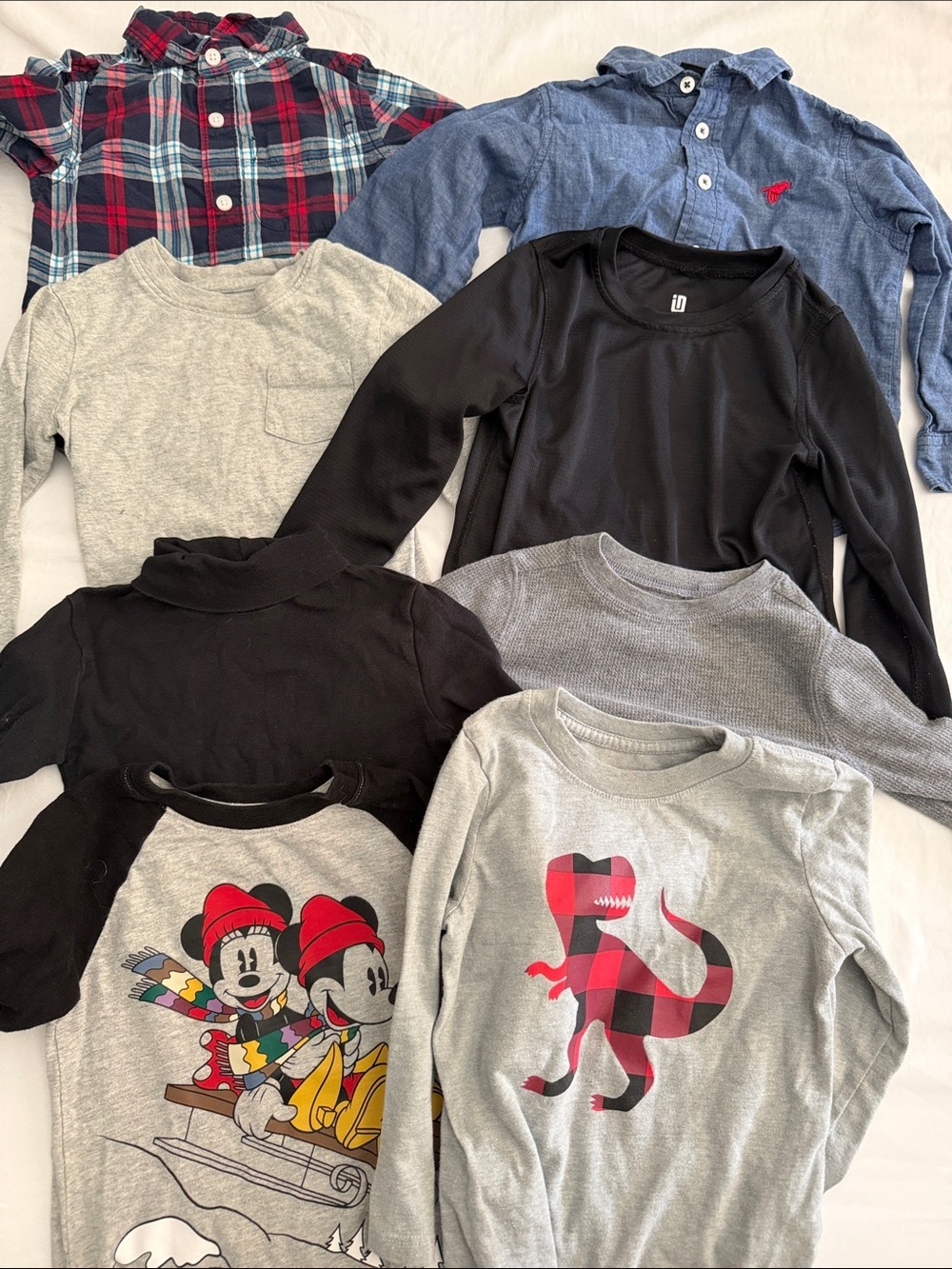 Kids Long-Sleeve Shirt Pack - Gray, Black, Blue, Red Plaid size 3T